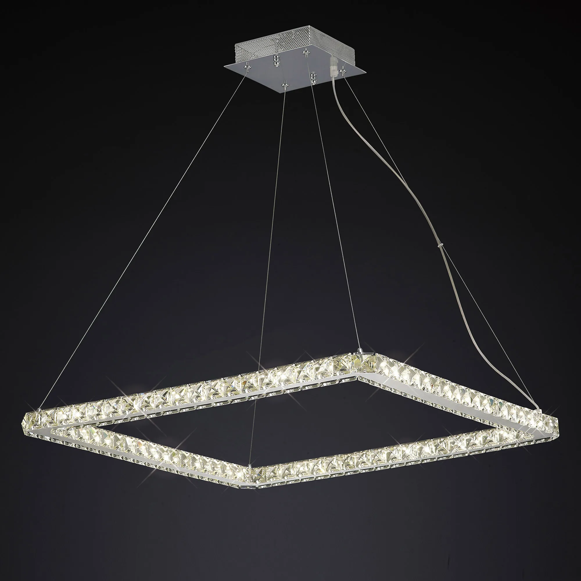 Galaxy Crystal Ceiling Lights Diyas Ringed & Square Crystal Fittings